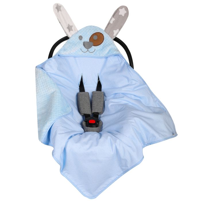 Soojakott-tekk vankrisse/turvatool "Animals& Dots" 80x80 cm sinine