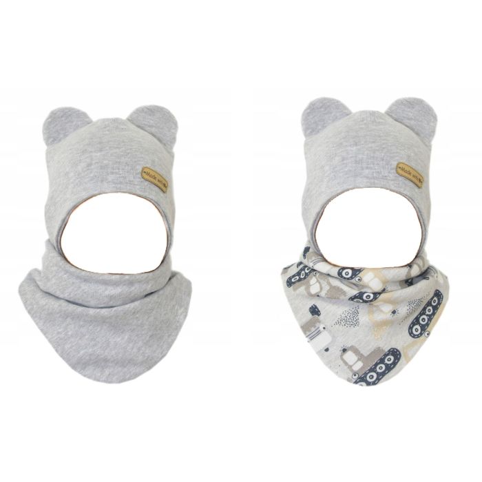 Beebi müts ja sall  "Love" - Grey