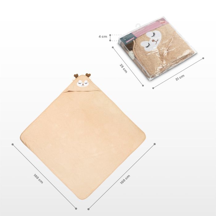 3D kapuutsiga vannilina "Brown deer"100x100cm "frotte"