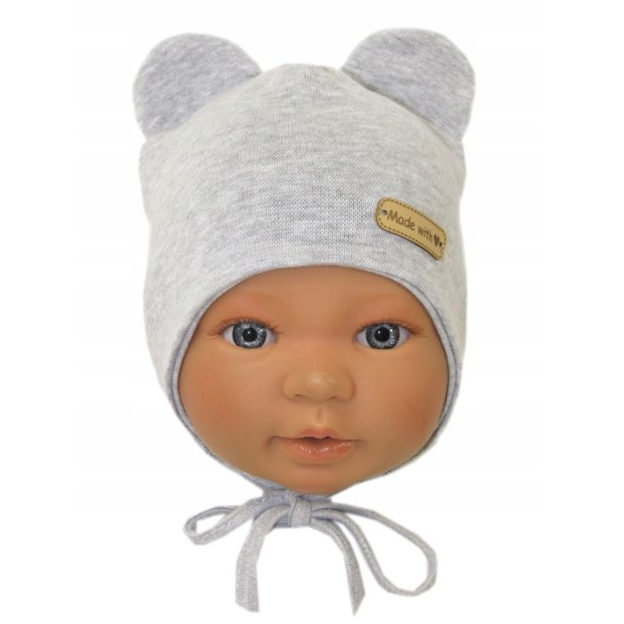 Beebi müts ja sall  "Love" - Grey