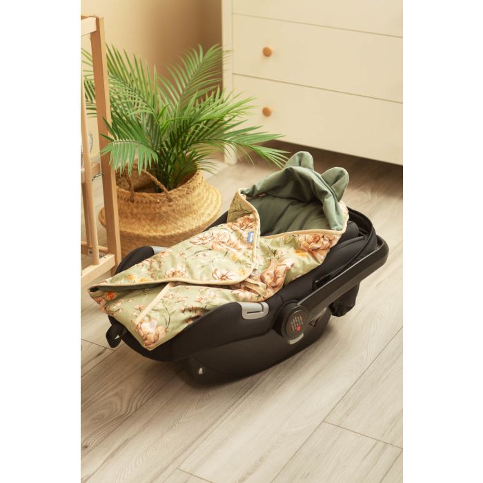 Soojakott vankrisse/turvatool  "Floral green" 90x90 cm