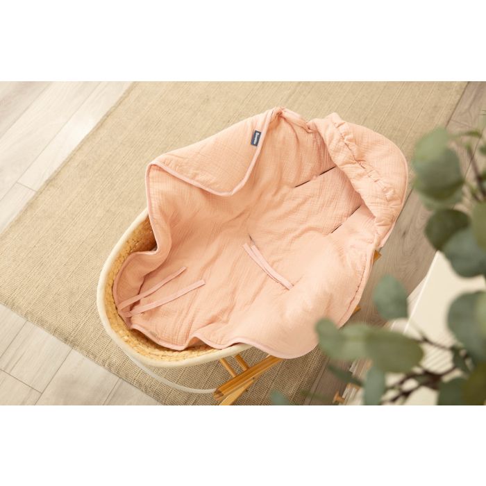 Soojakott vankrisse/turvatool  musliinist  "Natural" 90x90 cm pink