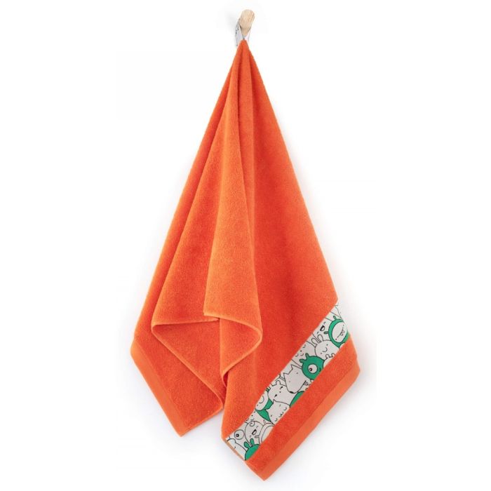 Rätik (Egiptuse puuvill)  "Happy faces" oranž värv