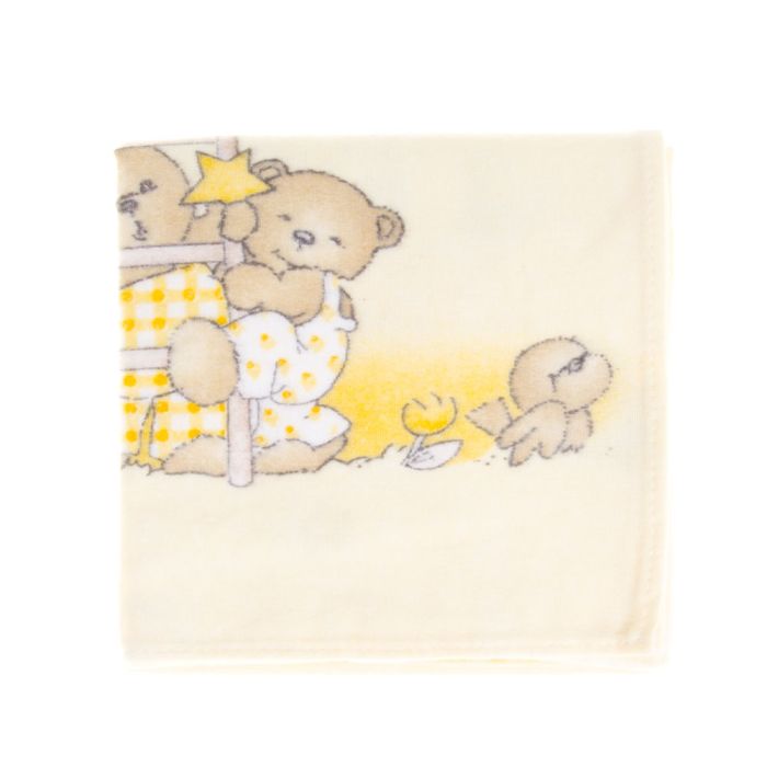 Joonistustega flanellist mähkmed 70x80cm, helekollane/kreemikas