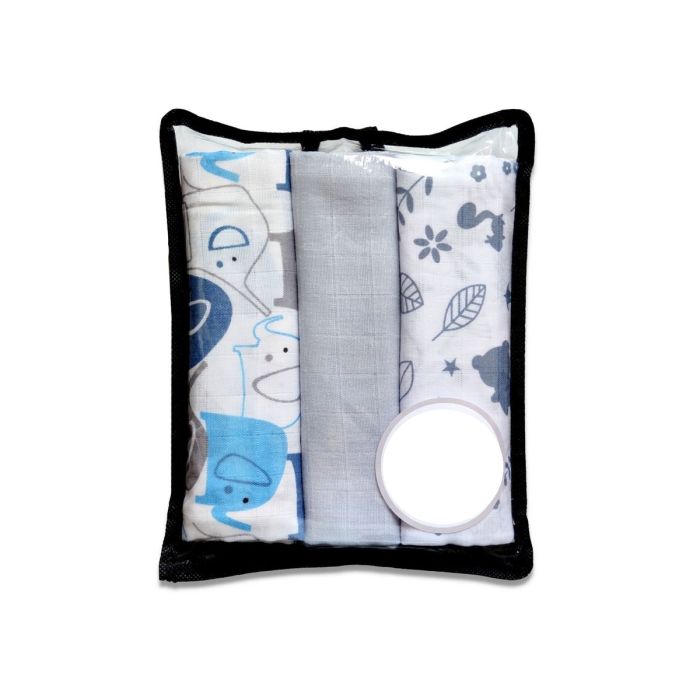 Musliinist lapid "Elephants In blue" 60x80 3 tk