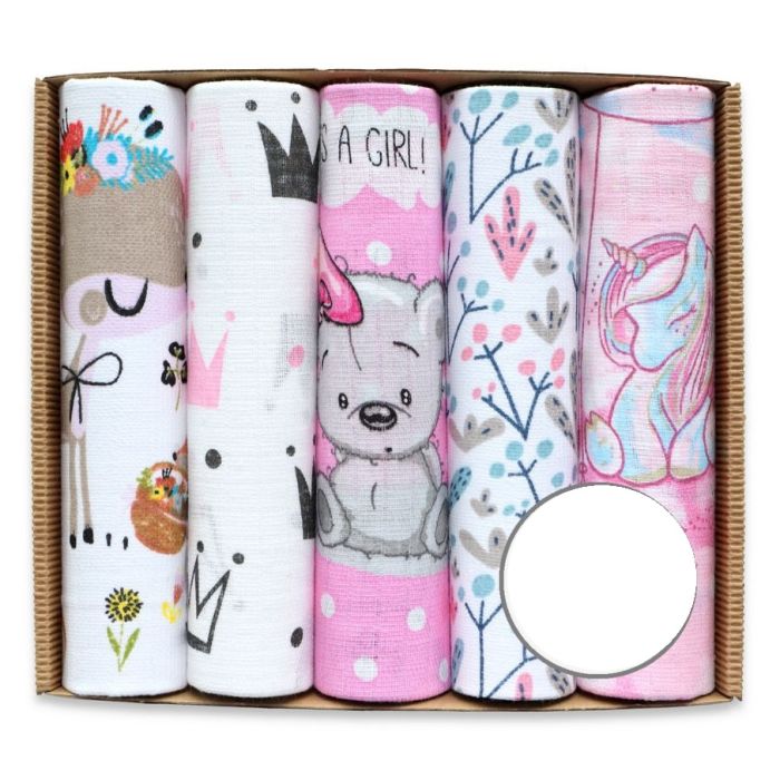 Puuvillaste marli lapid komplekt, 5 tükki,  "Girl"