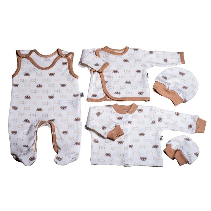 Komplekt vastsündinule 5-e osaline "Bear glamour" valge