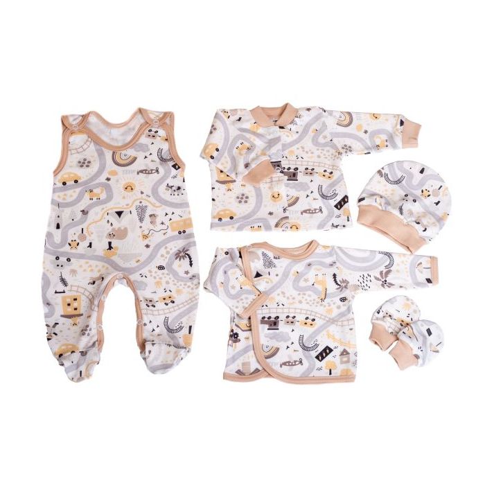 Beebiriided - komplekt vastsündinule 5-e osaline "Sunny days" beež