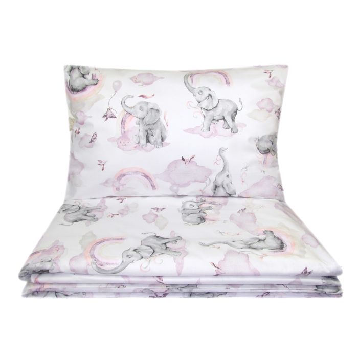 Voodipesu beebidele 135x100  "ELEPHANTS" roosa  