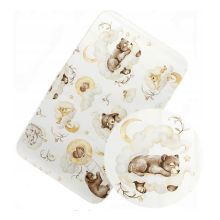 Paklodė su guma 120x60 "Golden goose pink"- medvilninė