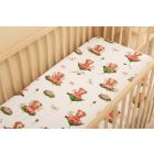 Paklodė su guma 120x60 "Golden goose pink"- medvilninė