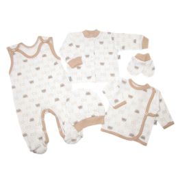 Kraitelis kūdikiui - šliaužtinukai, marškinėliai, kepurytė, pirštinytės su meškiukais