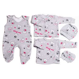 Kūdikio kraitelis - drabužėliai naujagimiui "Hug me" 5 dalių smėlio spalvos